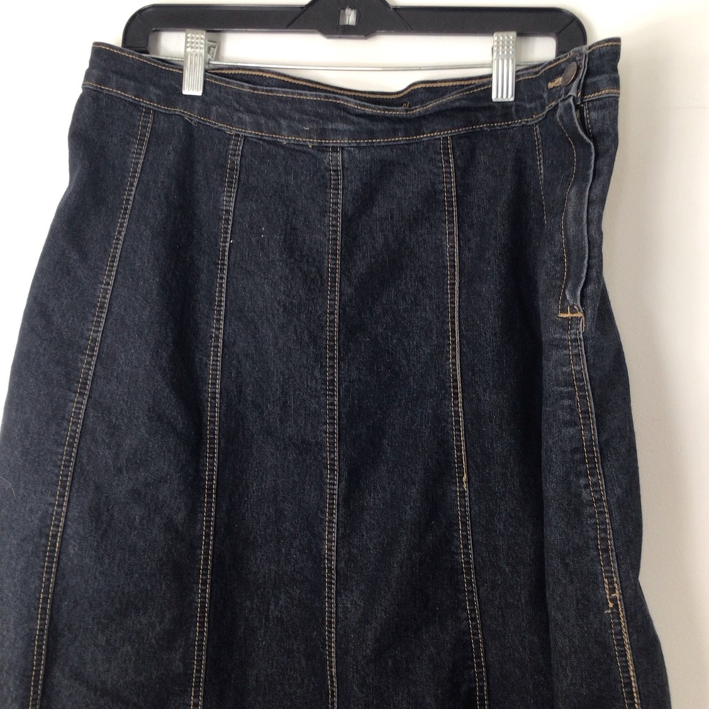 Impressions Dark Blue A-Line Skirt with Floral Embroidery xxl - Picture 2 of 6